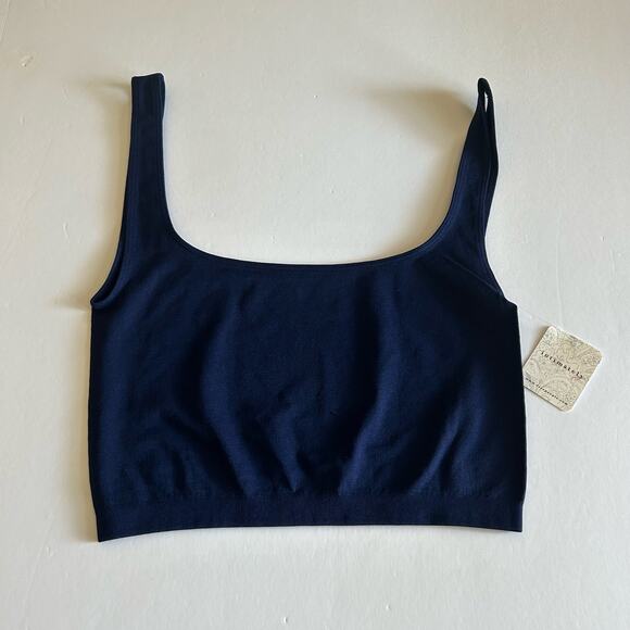 NWT Free People Intimately Womens Scoop Neck Navy Blue Stretch Crop Top XS/S - Picture 5 of 14